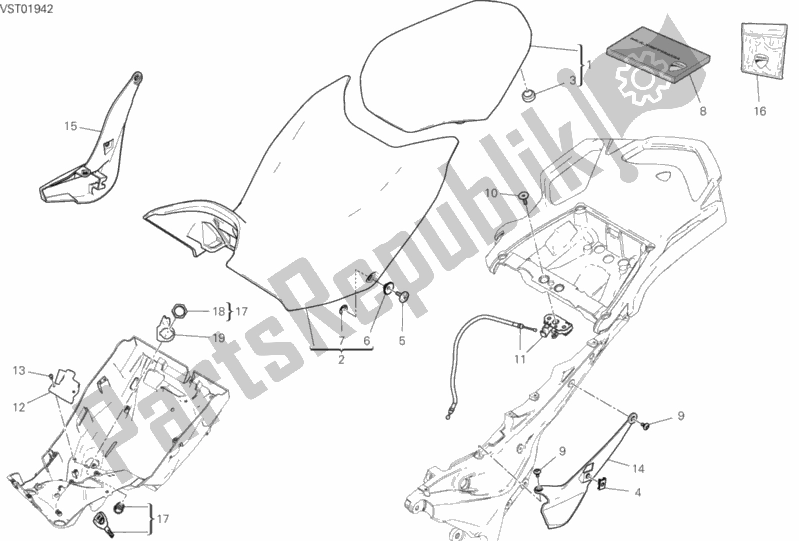 All parts for the Seat of the Ducati Multistrada 950 S Touring 2020